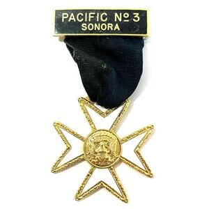 Vtg Knights Templar Masonic Maltese Cross Membership Medal Pacific No3 Sonora
